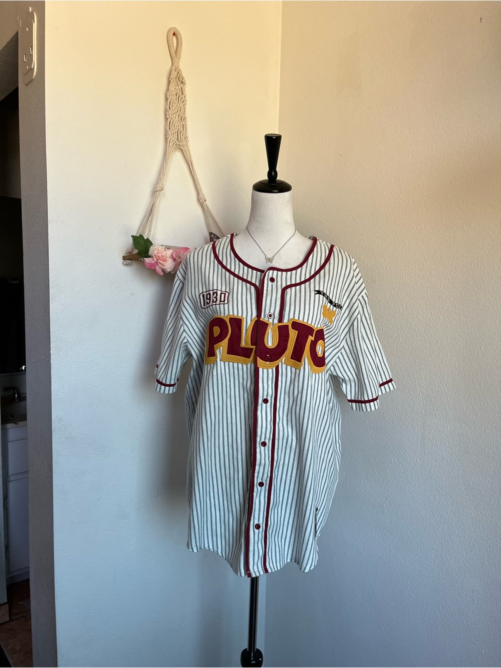 Disney Parks Pluto Striped Baseball Jersey size L